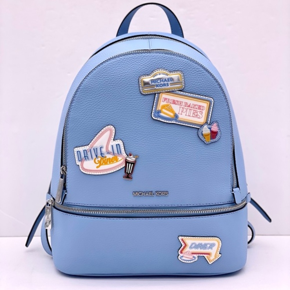 Michael Kors Blue Backpack with Patches